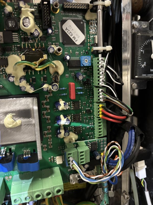 Unit 3 inverter control board, close view of components and terminal blocks.