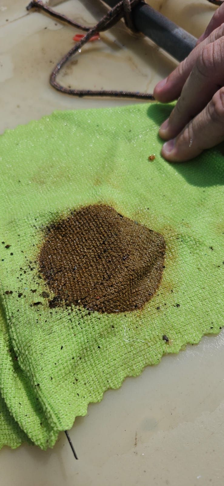 Sediment recovered on a cloth during the chilled-water loop flush