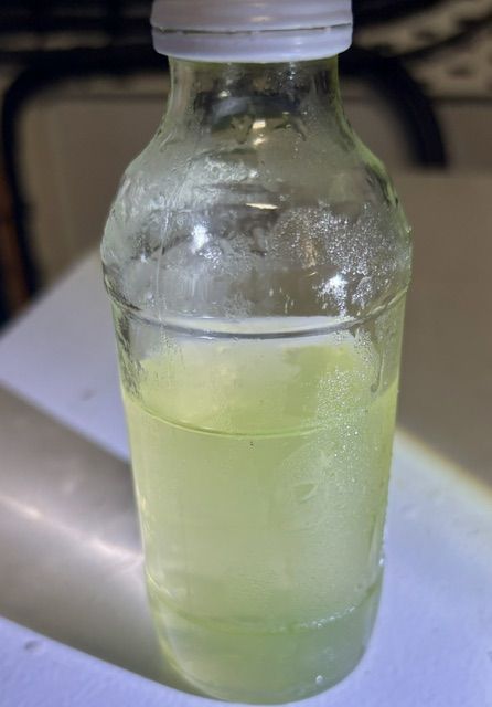 Sealed sample of chilled-loop water and glycol, kept for analysis
