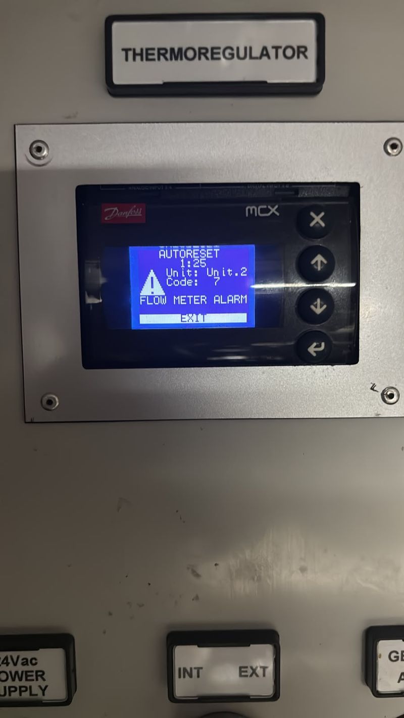Danfoss MCX controller: FLOW METER ALARM, code 7, unit 2